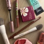 vanity desk with makeup